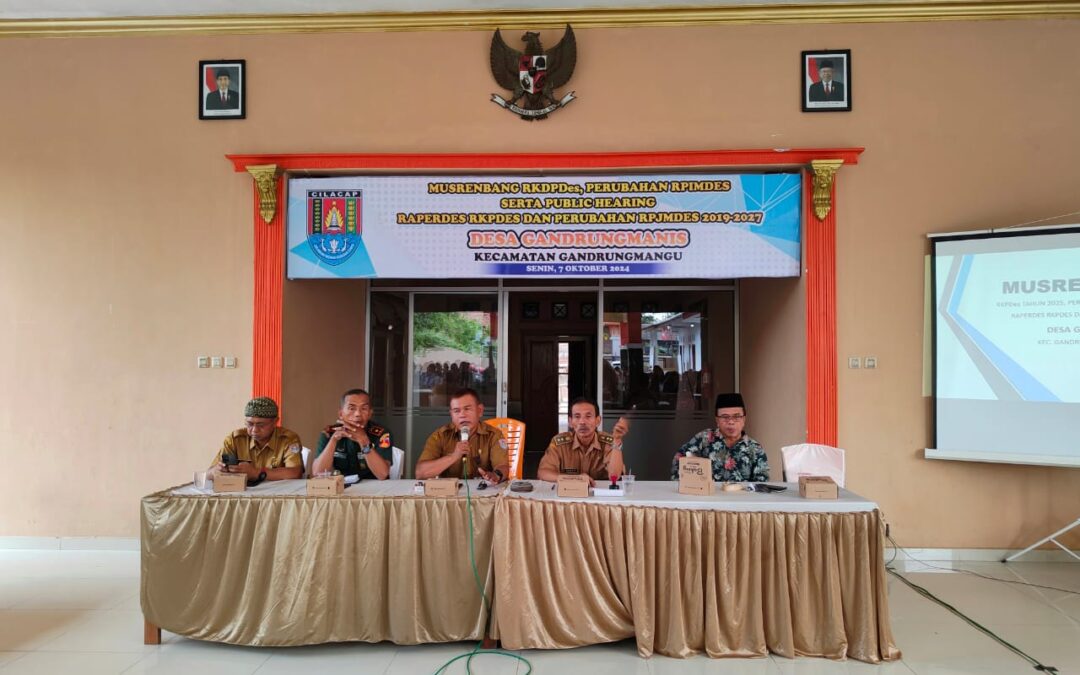 Kegiatan Musrengbang RKDPDes, Perubahan RPJMDes dan Public Hearing Raperdes Dan Perubahan RPJMDes 2019-2027 Desa Gandrungmanis